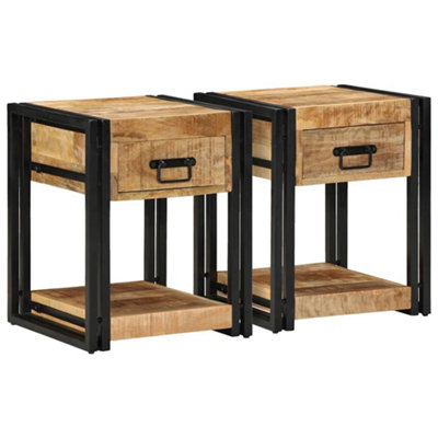 Berkfield Bedside Cabinets 2 Pcs 40X40X50 Cm Solid Rough Wood Mango from B&Q