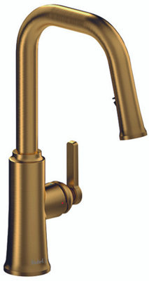 Riobel Trattoria Mixer With Pull Down Spray Square Spout Brushed Gold Kitchen Tap from B&Q