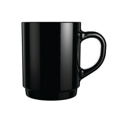 Luminarc Mug Tempered Glass Black Stackable Toughened Coffee Hot Choco 250Ml from B&Q