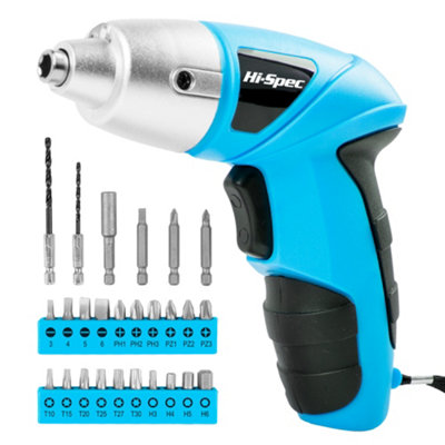 Hi-Spec Tools 3.6V Mini Screwdriver Cordless Electric Power With 23 Driver Bit Set 27 Pce