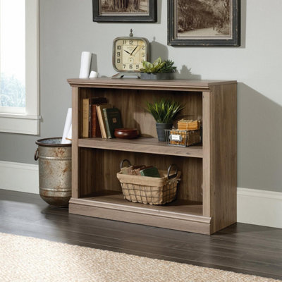  - 2 Tier Adjustable Bookshelf Freestanding Wooden Bookcase Storage Cabinet (W)90Cm (D)34Cm (H)76Cm