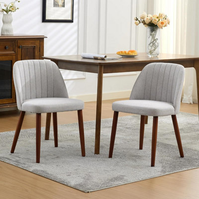  - Set Of 2 Fabric Dining Chairs Modern Upholstered Kitchen ChairsGrey