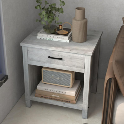  - Grey Bedside Table With 1 Drawer And 1 Cubby (W)55Cm (D)45Cm (H)59Cm