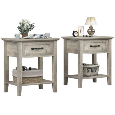  - Set Of 2 Bedside Table With 1 Drawers & And Open Storage Shelf (W)50Cm (D)40Cm (H)60Cm