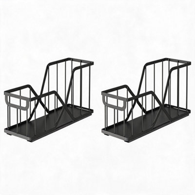  - 2Pcs Pull-Out Storage Baskets Expandable Carbon Steel Sliding Shelf Space-Saving Organizer