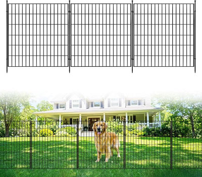  - Metal Rectangular Garden Fence,10 Panels,rustproof Durable Black Outdoor Border Fencing,720X2.5X76Cm