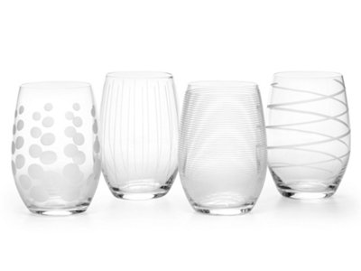 Mikasa 'cheers' Set Of 4 Etched Crystal Stemless Wine Glasses from B&Q