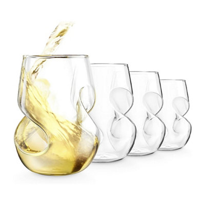 Final Touch Conundrum White Wine Glasses - Hand Blown Stemless Glass 266ml - 4pk - Image 5