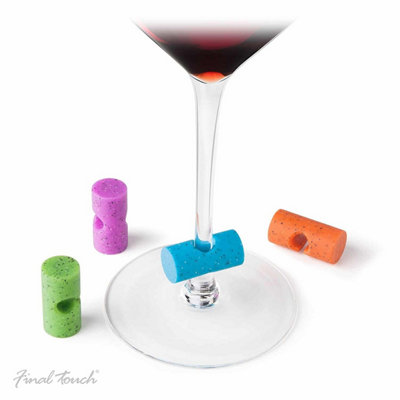 CKB LTD Final Touch Cork Shaped Wine Champagne Stemmed Glass Markers Set Of 4 from B&Q