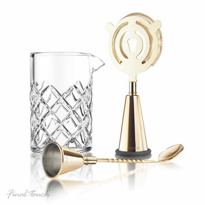 CKB LTD Final Touch Brass Cocktail Jigger Strainer Martini Mixing Set from B&Q