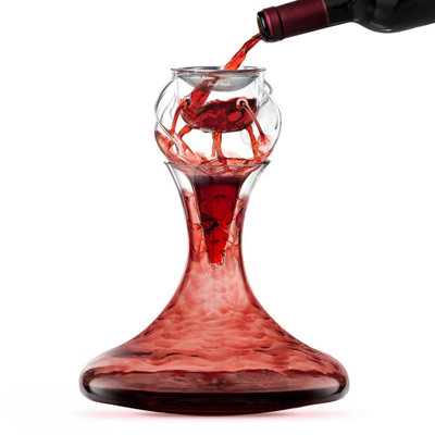 CKB Ltd Conundrum Wine Aerator & Revolving Decanter Set Handmade Lead-Free Crystal 4Phase Aeration System Stainless Steel Sediment Filter from B&Q