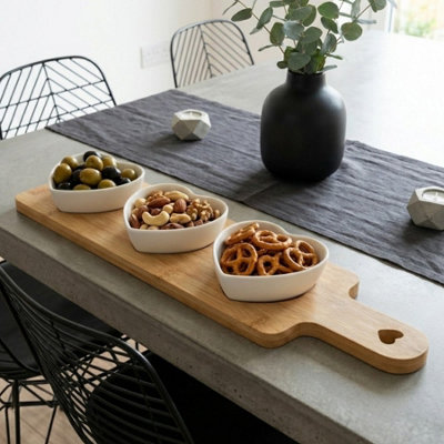Garden Greatness Trio Wooden Heart Tapas Serving Tray from B&Q