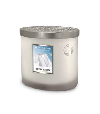 Heart and Home Heart & Home Fresh Linen  Twin Wick Ellipse Soy Candle40 Hours Burn from B&Q