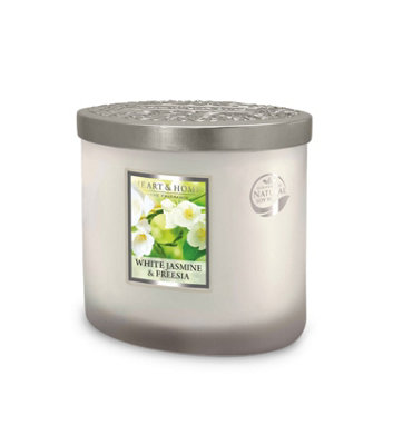 Heart and Home Heart & Home White Jasmine & Freesia  Twin Wick Ellipse Soy Candle40 Hours Burn from B&Q
