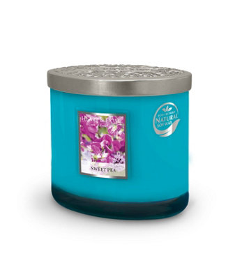 Heart and Home Heart & Home Sweet Pea Twin Wick Ellipse Soy Candle40 Hours Burn from B&Q