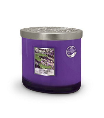 Heart and Home Heart & Home Lavender & Sage  Twin Wick Ellipse Soy Candle40 Hours Burn from B&Q