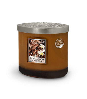 Heart and Home Heart & Home Sandalwood & Vanilla  Twin Wick Ellipse Soy Candle40 Hours Burn from B&Q