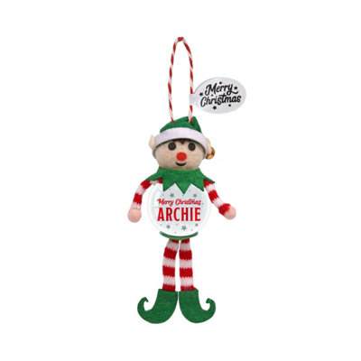 History & Heraldry Pre-Personalised Snowglobe Santa Elf Christmas Tree DecorationOver 100 Different Names And ThemesArchie from B&Q