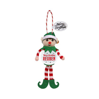 History & Heraldry Pre-Personalised Snowglobe Santa Elf Christmas Tree DecorationOver 100 Different Names And ThemesReuben from B&Q