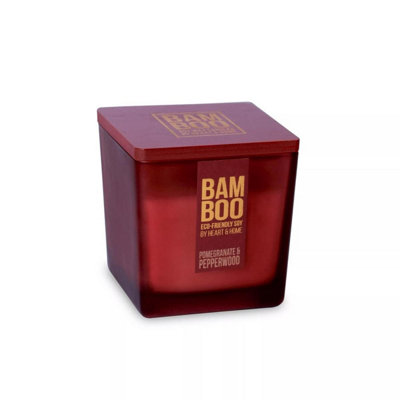 Heart and Home Bamboo Pomegranate & Pepperwood Large Soy Candle 40 Hours BurnCrackling Wick