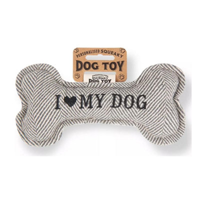 History & Heraldry Pre Personalised Squeaky Bone Dog Toy  I Love My Dog from B&Q