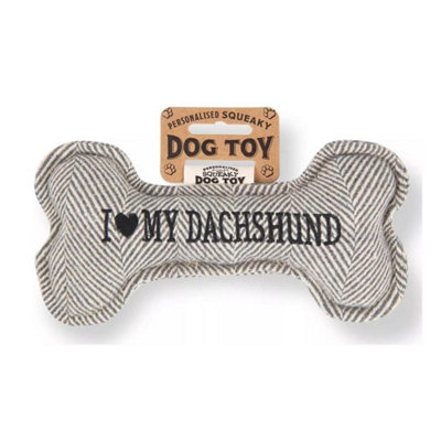 History & Heraldry Pre Personalised Squeaky Bone Dog Toy  I Love My Dachsund from B&Q