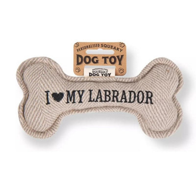 History & Heraldry Pre Personalised Squeaky Bone Dog Toy  I Love My Labrador from B&Q