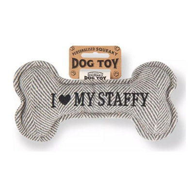 B&Q -  Pre Personalised Squeaky Bone Dog Toy  I Love My Staffy