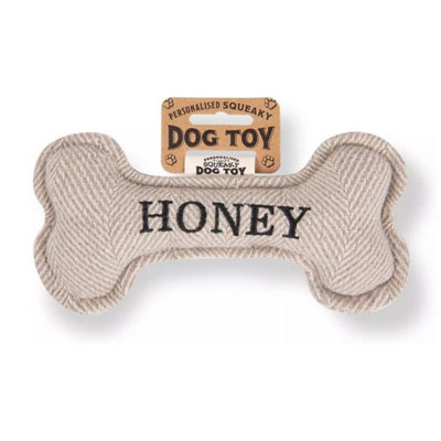 B&Q -  Pre Personalised Squeaky Bone Dog Toy  Honey