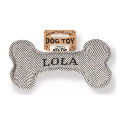 History & Heraldry Pre Personalised Squeaky Bone Dog   Lola from B&Q