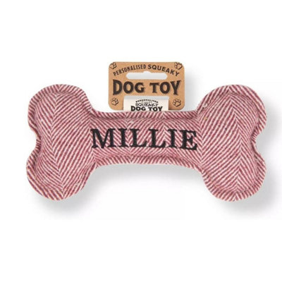History & Heraldry Pre Personalised Squeaky Bone Dog   Millie from B&Q