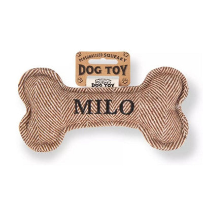 History & Heraldry Pre Personalised Squeaky Bone Dog Toy  Milo from B&Q