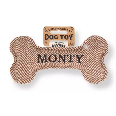 History & Heraldry Pre Personalised Squeaky Bone Dog Toy  Monty from B&Q