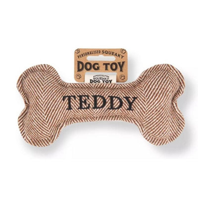 History & Heraldry Pre Personalised Squeaky Bone Dog   Teddy from B&Q