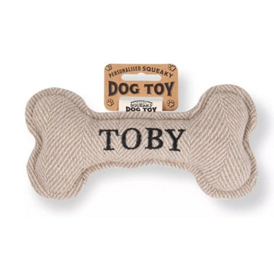 History & Heraldry Pre Personalised Squeaky Bone Dog Toy  Toby from B&Q