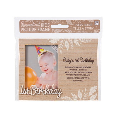 History & Heraldry Child’s Picture Frame With Sentimental Caption – Baby’s 1St Birthday – For 8.5 X 11Cm Photo – Over 90 Titles Available