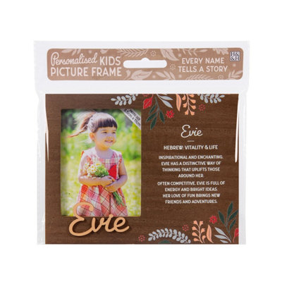 B&Q -  Pre-Personalised Picture Frame With Child's Name And MeaningEvieFor 8.5 X 11Cm PhotoOver 90 Titles Available
