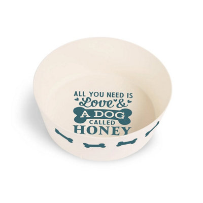 History & Heraldry Pre-Personalised Dog Bowl Featuring Popular NamesBreeds And CaptionsHoneyOver 60 Titles AvailableRecycled Material from B&Q