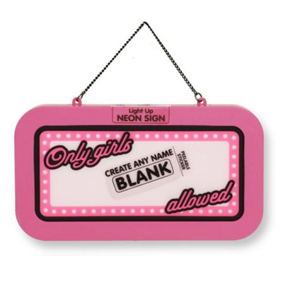 History & Heraldry Light Up Neon Name SignOnly Girls Allowed (Blank) from B&Q