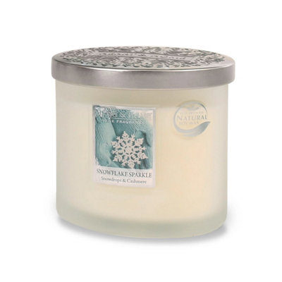 Heart and Home Christmas Twin Wick Soy CandleSnowflake Sparkle Fragrance40 Hours Burn from B&Q
