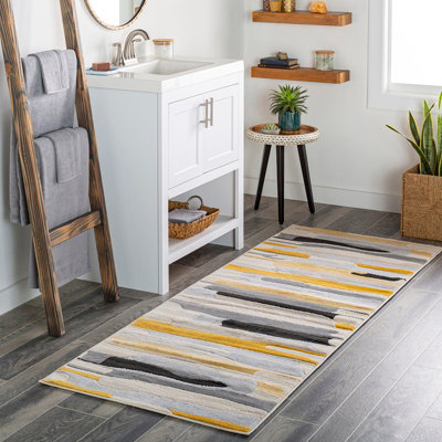 Livabliss City-Modern Yellow Grey Beige Graphic Living Dining Bedroom Rug 80 X 220 Cm Easy CareNon Shedding from B&Q