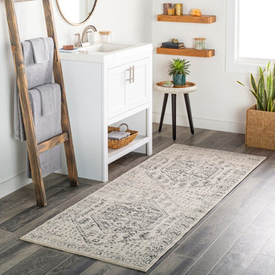Livabliss City-Vintage Grey Beige Traditional Boho Living Dining Bedroom Rug 80 X 220 Cm Easy CareNon Shedding from B&Q