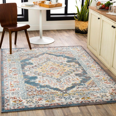 Livabliss Ankara-Vintage Brown Yellow Red Traditional Boho Living Dining Bedroom Rug 200 X 275 Cm Easy CareNon Shedding from B&Q