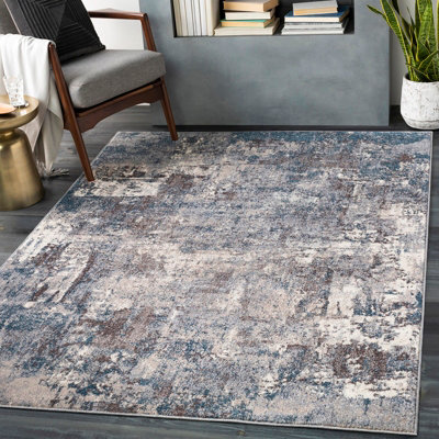 Livabliss Ankara-Abstract Blue Beige Modern Marble Living Dining Bedroom Rug 160 X 213 Cm Easy CareNon Shedding from B&Q
