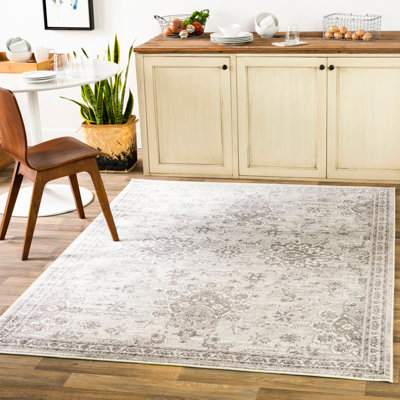 Livabliss Monte Carlo-Vintage Grey Charcoal White Traditional Boho Living Dining Bedroom Rug 160 X 220 Cm Easy CareNon Shedding from B&Q
