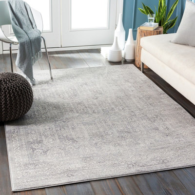 Livabliss Roma-Vintage Grey Off-White Charcoal Traditional Boho Living Dining Bedroom Rug 200 X 275 Cm Easy CareNon Shedding from B&Q