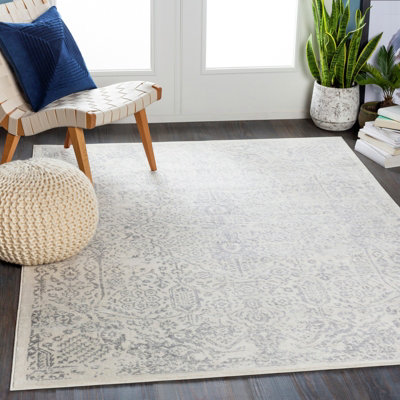 Livabliss Roma-Vintage Grey White Traditional Boho Living Dining Bedroom Rug 200 X 275 Cm Easy CareNon Shedding from B&Q