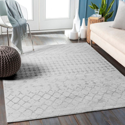 Livabliss Roma-Geometric Off-White Grey Living Dining Bedroom Rug 160 X 215 Cm Easy CareNon Shedding from B&Q