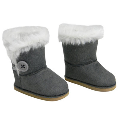 Sophia's By Teamson Kids Gray Winter Button Boots W/ Fur Accessory For 18" Dolls from B&Q
