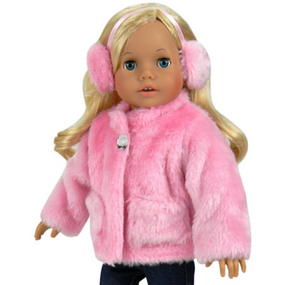 Sophia's By Teamson Kids Pink Fur Coat And Earmuff Headband Set For 18" Dolls from B&Q